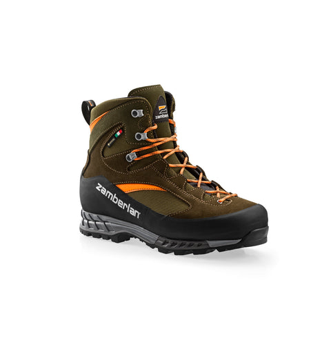 Chaussures Zamberlan 1114 Cengia Lite GTX RR CF VD Forest robustes et légères, idéales pour randonnée et trekking, dotées de technologies GORE-TEX et semelle Vibram pour confort et adhérence en terrains variés, couleur harmonieuse avec la nature.
