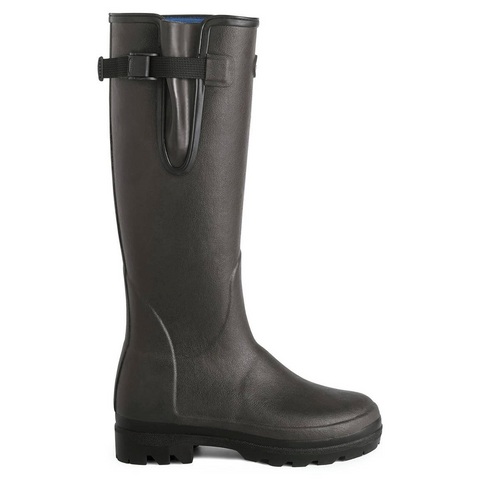 Bottes femmes Le Chameau Vierzonord avec doublure néoprène, conçues pour le confort et la protection lors de randonnées en campagne, avec semelle bi-densité antichoc et soufflet étanche pour un ajustement parfait.
