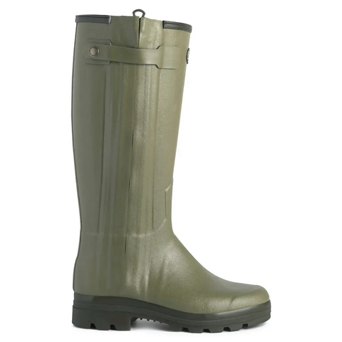 Le Chameau Chasseur women's leather-lined boots showcasing exceptional comfort, waterproof design, handcrafted quality, made with durable Chamolux rubber, perfect for engaging in outdoor activities
