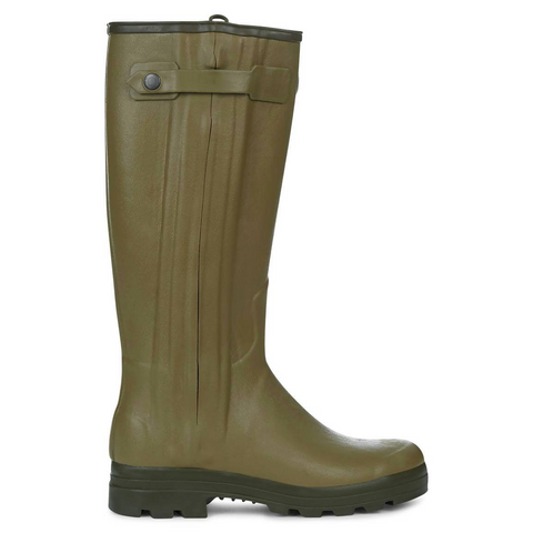 Bottes Le Chameau Chasseur doublées en cuir premium avec fermeture éclair étanche, fabrication artisanale en caoutchouc Chamolux, protection contre l'abrasion, semelle tout-terrain pour un confort optimal et durabilité dans toutes les conditions extérieures