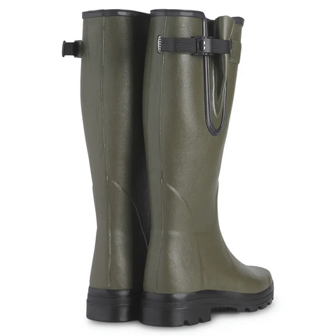 Bottes Le Chameau Vierzon doublées en jersey en caoutchouc étanches avec semelle antichoc, parfaites pour la marche en campagne et adaptées à tout type de terrain.