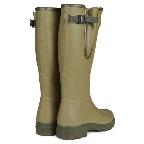 Bottes Le Chameau Vierzon doublées en jersey en caoutchouc étanches avec semelle antichoc, parfaites pour la marche en campagne et adaptées à tout type de terrain.