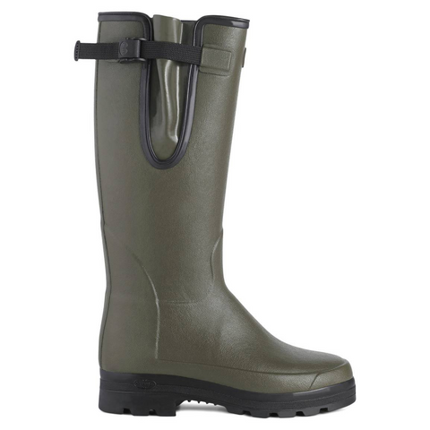 Bottes Le Chameau Vierzonord, doublées en néoprène pour confort et chaleur, adaptées aux promenades en campagne avec semelle bi-densité antichoc et bride de serrage, résistantes sur tout type de terrain