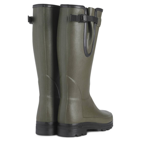 Bottes Le Chameau Vierzonord, doublées en néoprène pour confort et chaleur, adaptées aux promenades en campagne avec semelle bi-densité antichoc et bride de serrage, résistantes sur tout type de terrain