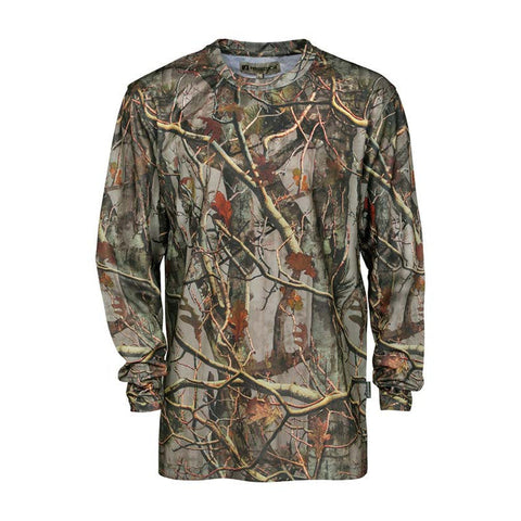 Tee-shirt Percussion ML avec manches longues pour chasseurs, fabriqué en coton respirant et orné d'un logo Percussion, idéal pour les sorties de chasse par temps frais, offrant confort et protection contre les éléments.