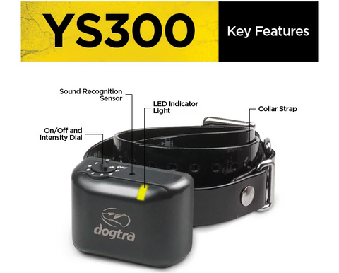 Collier anti-aboiement Dogtra YS300 pour petits et moyens chiens avec 6 niveaux de stimulation et vibration, rechargeable, étanche avec reconnaissance d’aboiement par micro et électrodes plastiques, idéal pour un contrôle efficace et sans douleur des aboiements. Collier anti-aboiement Dogtra YS600 conçu pour grands chiens avec 10 niveaux de stimulation, mode Pager, accéléromètre et batterie rechargeable, étanche, pour un contrôle optimal et sécurisé des aboiements avec vibrations haute performance.