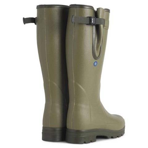 Bottes Le Chameau Vierzonord Plus avec doublure néoprène 5mm, offrant isolation thermique pour l'hiver, ajustement parfait grâce au soufflet étanche et bride de serrage, idéales pour tout terrain et temps froid, qualité artisanale.