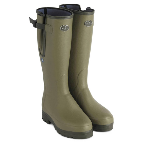 Bottes Le Chameau Vierzonord Plus avec doublure néoprène 5mm, offrant isolation thermique pour l'hiver, ajustement parfait grâce au soufflet étanche et bride de serrage, idéales pour tout terrain et temps froid, qualité artisanale.