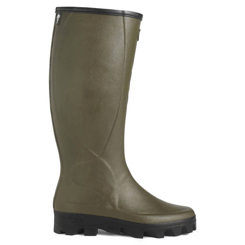 Bottes Le Chameau Saint-Hubert doublées cuir, confection artisanale, équipées de semelles autonettoyantes Michelin, idéales pour activités agricoles, offrant imperméabilité, élégance et confort, adaptées aux professionnels de l'agriculture recherchant adhérence et durabilité.