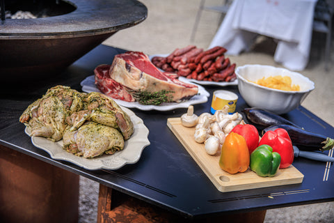 Image of a fire pit extension compatible with Brasero Random Fireball, featuring corten steel material, designed to enhance stability and aesthetics for outdoor fire pit setups.