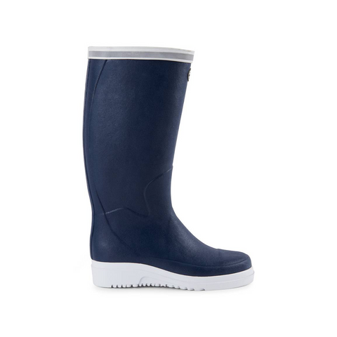 Bottes Le Chameau Marine Evo en caoutchouc naturel avec doublure ponti, semelle antidérapante et bande réfléchissante pour professionnels de la mer, offrant confort et protection pour des environnements marins exigeants