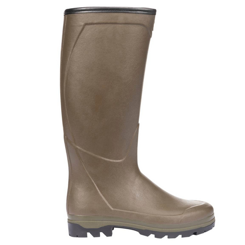Bottes Le Chameau Country Cross en néoprène avec doublure chaude, imperméables, adaptées à tous les terrains, idéales pour la chasse, la marche, et les environnements froids et humides, fabriquées à la main avec du caoutchouc Chamolux et une semelle extérieure antichoc.