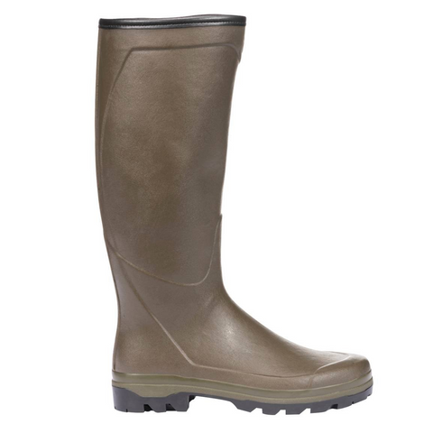 Bottes Le Chameau Country Cross en caoutchouc naturel Chamolux avec doublure jersey et semelle bi-densité crantée pour terrain accidenté, imperméabilité et confort optimal sur tous types de terrains