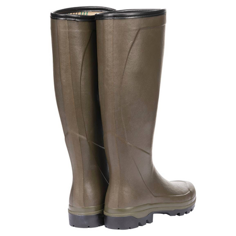 Bottes Le Chameau Country Cross en caoutchouc naturel Chamolux avec doublure jersey et semelle bi-densité crantée pour terrain accidenté, imperméabilité et confort optimal sur tous types de terrains