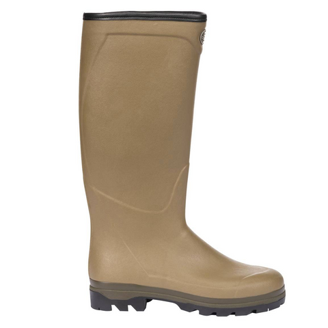 Bottes Le Chameau Country Cross en caoutchouc naturel Chamolux avec doublure jersey et semelle bi-densité crantée pour terrain accidenté, imperméabilité et confort optimal sur tous types de terrains