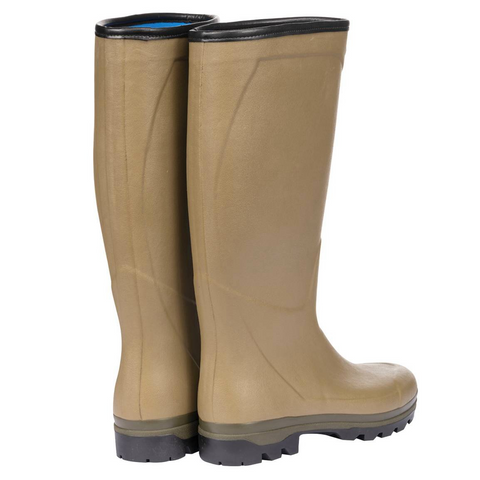 Bottes Le Chameau Country Cross en caoutchouc naturel Chamolux avec doublure jersey et semelle bi-densité crantée pour terrain accidenté, imperméabilité et confort optimal sur tous types de terrains