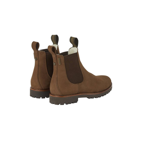 Vue de profil des bottines femmes Le Chameau Chelsea Adventure en nubuck imperméable, parfaites pour l'hiver grâce à leur doublure en fausse fourrure Sympatex et semelle onSteam, alliant style et confort pour les sorties urbaines ou en plein air par temps froid.