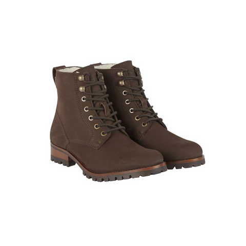 Bottines femmes Le Chameau Artemis en nubuck marron, élégantes et fourrées pour une isolation thermique optimale, avec doublure Sympatex en fausse fourrure et semelles crantées offrant une adhérence exceptionnelle sur terrains glissants, idéales pour garder vos pieds au chaud et au sec pendant l'hiver
