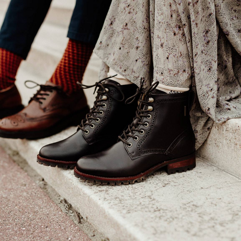 Bottines femmes en cuir Le Chameau Artemis avec style Richelieu, semelle extérieure crantée et doublure imperméable Sympatex pour confort en ville et à la campagne