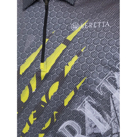 Polo Beretta Rush Scratch homme conçu pour tir dynamique, fabriqué en Polartec Delta, respirant, léger, sèche rapidement, protection UV et anti-odeurs, idéal pour activités intenses