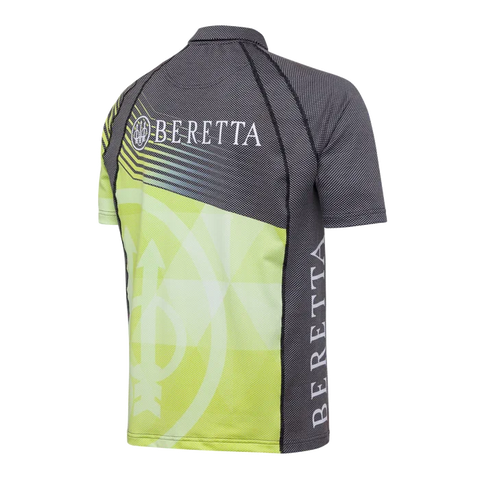 Polo Beretta Rush Graph pour homme, fabriqué en tissu Polartec Delta, idéal pour le tir dynamique avec ses propriétés respirantes, légères et écologiques, offrant un confort et une régulation thermique exceptionnels, parfait pour les sportifs actifs et les activités en plein air, avec logo Beretta distinctif.