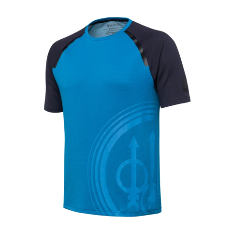 T-shirt Beretta Roundneck Logo pour homme en polypropylène et polyester avec graphisme ton sur ton; respirant, anti-odeurs, anti-UV, idéal pour les activités de plein air et le tir sportif; design élégant et confortable avec logo Beretta imprimé au dos et coupe droite pour un ajustement classique.