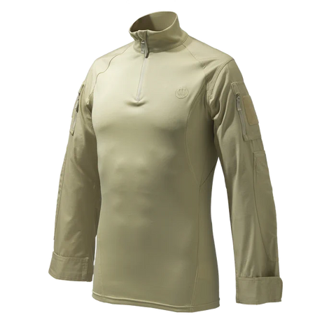 High-performance Beretta Stryker Combat Shirt for men, featuring nylon and cotton ripstop sleeves, breathable Polartec Power Grid fabric body, ideal for tactical environments, combat training, and versatile outdoor use, showcasing durability, breathability, and combat-ready design.