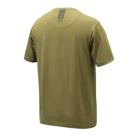 Image du T-shirt Beretta Tactical pour homme, en coton élastique avec un design graphique distinctif, une petite poche poitrine, et un logo imprimé Beretta au dos, idéal pour un style décontracté et des activités outdoor.
