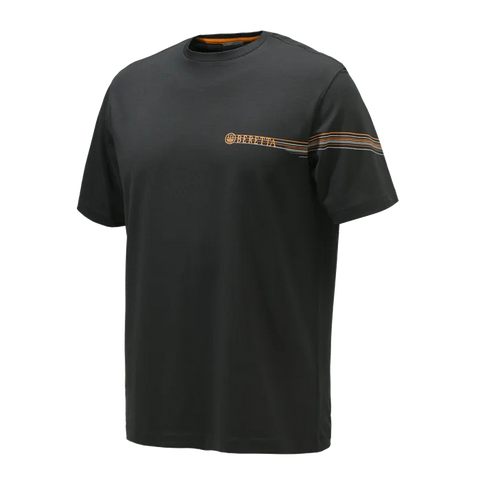 T-shirt Beretta Lines en coton élastique avec graphisme distinctif et logo imprimé, coupe droite confortable pour homme, idéal pour sorties décontractées et activités en plein air, style moderne et épuré
