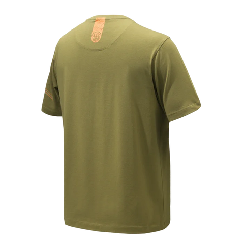 T-shirt Beretta Lines en coton élastique avec graphisme distinctif et logo imprimé, coupe droite confortable pour homme, idéal pour sorties décontractées et activités en plein air, style moderne et épuré