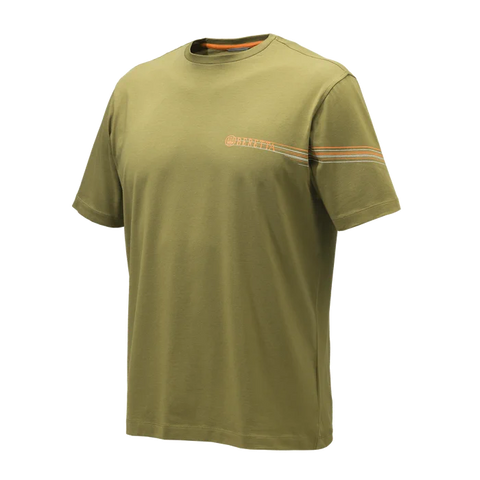 T-shirt Beretta Lines en coton élastique avec graphisme distinctif et logo imprimé, coupe droite confortable pour homme, idéal pour sorties décontractées et activités en plein air, style moderne et épuré