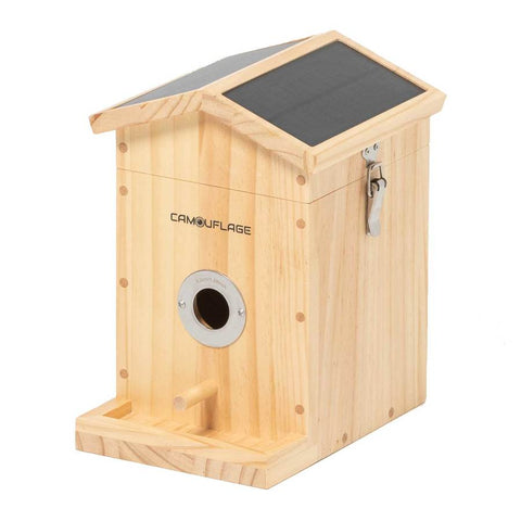 Nichoir à oiseaux connecté EZ-NestEye avec caméra à IA et panneaux solaires intégré, offrant une reconnaissance de 11 000 espèces, diffusion en direct mondiale via application Birdlovers, et qualité d'image 48 MP pour passionnés d'ornithologie