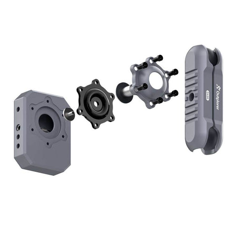 Support Smartphone Outplorer pour rétroviseur avec suspension pneumatique, conçu pour absorber efficacement les vibrations sur routes accidentées, compatible avec de nombreux modèles de téléphones et équipé d'un système antivol sécurisé.