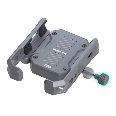 Support Smartphone Outplorer avec Amortisseur Anti-Vibration, conçu pour une protection maximale en déplacement, avec suspension pneumatique innovante et compatibilité universelle, adapté aux guidons de vélo et moto pour une stabilité optimale en toute sécurité.