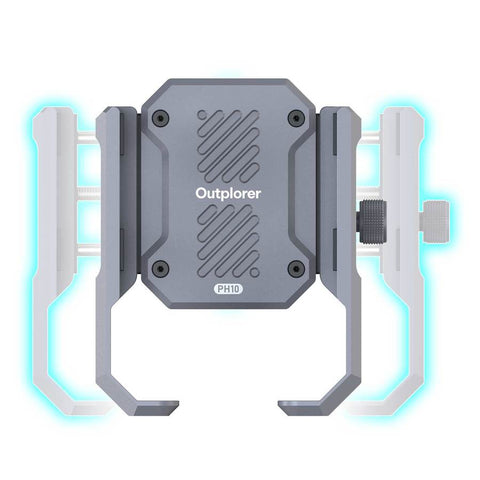 Support Smartphone Outplorer avec Amortisseur Anti-Vibration, conçu pour une protection maximale en déplacement, avec suspension pneumatique innovante et compatibilité universelle, adapté aux guidons de vélo et moto pour une stabilité optimale en toute sécurité.
