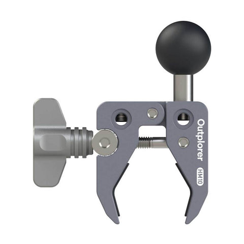Pince de Serrage Outplorer avec Boule M8 permettant une fixation sécurisée pour supports smartphone sur guidon vélo et moto, offrant un angle de vue ajustable, compatible avec les systèmes modulaires, idéale pour une installation stable et flexible.