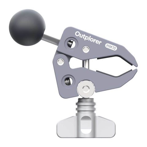 Pince de Serrage Outplorer avec Boule M8 permettant une fixation sécurisée pour supports smartphone sur guidon vélo et moto, offrant un angle de vue ajustable, compatible avec les systèmes modulaires, idéale pour une installation stable et flexible.