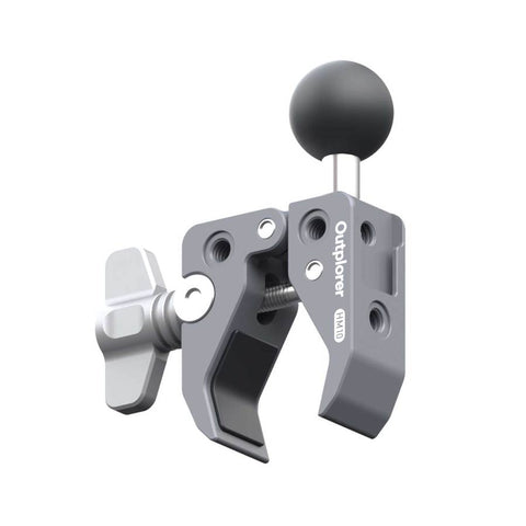Pince de Serrage Outplorer avec Boule M8 permettant une fixation sécurisée pour supports smartphone sur guidon vélo et moto, offrant un angle de vue ajustable, compatible avec les systèmes modulaires, idéale pour une installation stable et flexible.