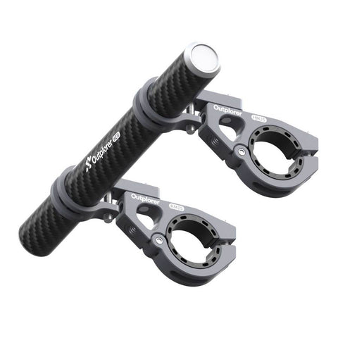 Rallonge de guidon en fibre de carbone Outplorer noir pour support smartphone modulable, idéale pour cyclistes et motards, ajustement sécurisé 22-32mm, accessoire léger et durable, fixation antirayure.