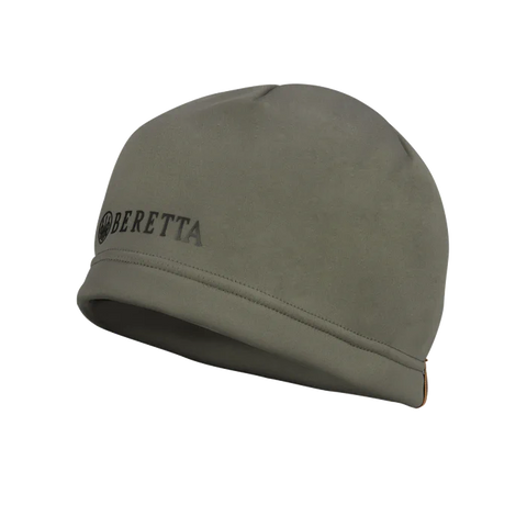 Bonnet Beretta B-Xtreme pour chasseurs de sauvagine, conçu pour une protection maximale contre les intempéries avec une membrane Gore-Tex Infinium Windstopper pour le vent et une matière softshell imperméable, idéal pour conditions extérieures difficiles.