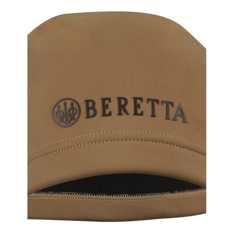 Bonnet Beretta B-Xtreme pour chasseurs de sauvagine, conçu pour une protection maximale contre les intempéries avec une membrane Gore-Tex Infinium Windstopper pour le vent et une matière softshell imperméable, idéal pour conditions extérieures difficiles.