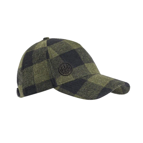 Casquette Beretta Lodge Checkered élégante en laine et polyester, ajustable pour un confort personnalisé avec logo brodé pour un style intemporel adapté aux activités en plein air.