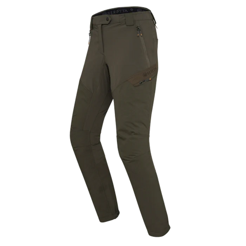 Pantalon de chasse pour femme Beretta Boondock, conçu pour les environnements difficiles avec tissu élastique et polyamide haute ténacité, offrant résistance et mobilité optimale dans les zones de ronces et végétations denses.