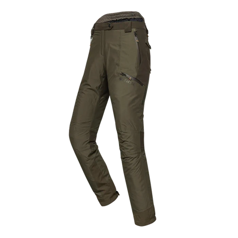 Pantalon de chasse pour femme Tri-Active EVO Beretta en motif Camo Max5, imperméable et respirant avec fermeture YKK et inserts élastiques pour une liberté de mouvement maximale, idéal pour les environnements de chasse en pleine nature.