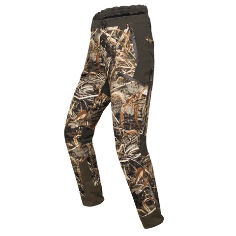 Pantalon de chasse pour femme Tri-Active EVO Beretta en motif Camo Max5, imperméable et respirant avec fermeture YKK et inserts élastiques pour une liberté de mouvement maximale, idéal pour les environnements de chasse en pleine nature.