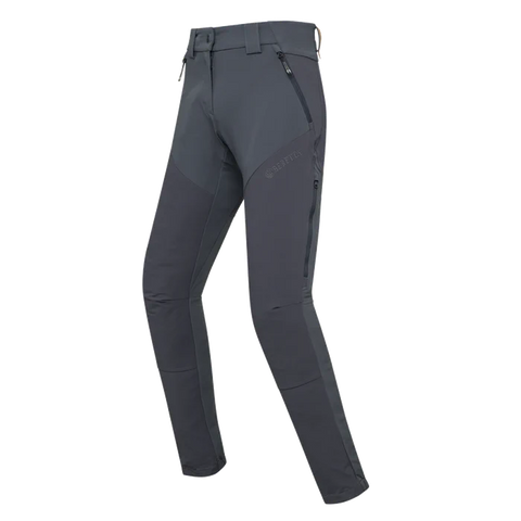 Pantalon de chasse pour femme Beretta 4 Way Stretch conçu pour l'outdoor avec élasticité et résistance, équipé d'inserts anti-abrasion, ventilation zippée, soutien lombaire élevé et coupe slim pour un confort durable dans les activités en automne et hiver.