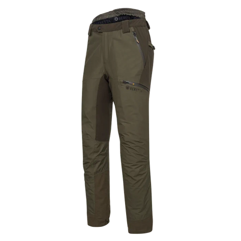 Pantalon de chasse Beretta Tri-Active EVO imperméable avec motif Camo Raltree Max5, offrant un tissu silencieux et respirant pour une grande liberté de mouvement grâce à ses inserts élastiques, idéal pour les espaces ouverts et les chasseurs exigeants.