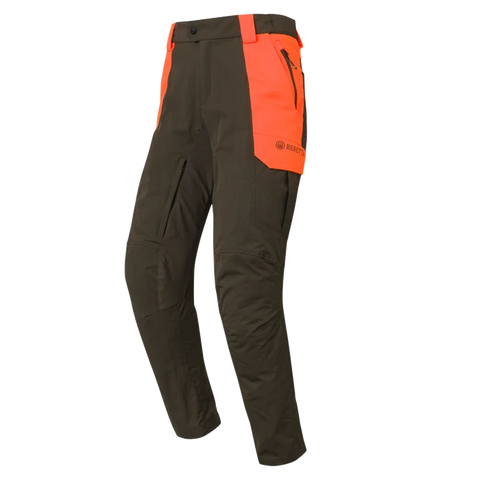 Pantalon de chasse Beretta Balcan pour terrains difficiles, résistant à l'eau avec inserts élastiques, idéal pour environnements denses et mobilité maximale.