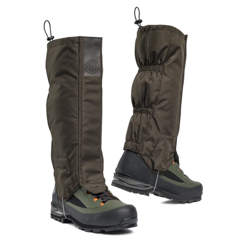 Guêtre Beretta Thorn Ankle résistante en polyester ripstop pour la chasse, conçue pour terrain difficile avec protection contre les ronces et végétation, dotée d'un système de fixation sécurisé par câble en acier et élastiques pour un maintien optimal, hydrofuge et imperméable pour un confort en toutes conditions.