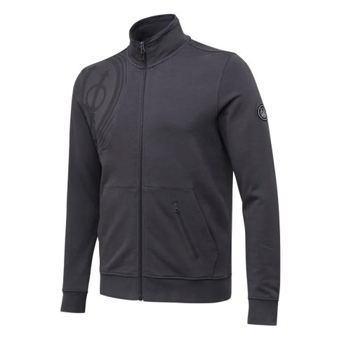 Sweat-shirt Beretta Corporate pour homme en 100 % coton avec logo imprimé, poche latérale, et glissière YKK, idéal pour un style décontracté et confortable, parfait pour les fans de la marque.
